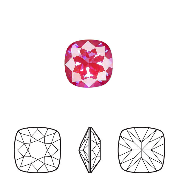 Fancy stone 6pk crystal royal red DeLite, Crystal Passions® 12mm cushion 4470 image number 0