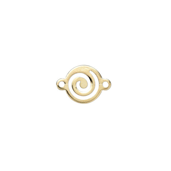 Link, gold-plated brass, 10mm swirl round. Sold per pkg of 100. image number 0