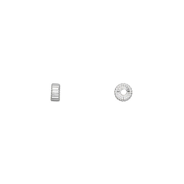 Bead, sterling silver, 4.5x2mm corrugated rondelle. Sold per pkg of 2. image number 0