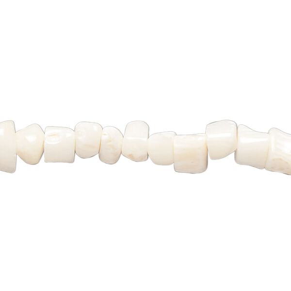 Bead, bamboo coral (bleached), white, 5x4mm-7x5mm heishi, C grade, Mohs hardness 3-1/2 to 4. Sold per 16-inch strand. image number 0