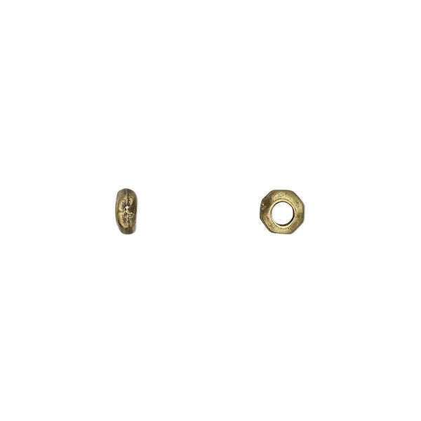 Bead, TierraCast®, antique brass-plated pewter (tin-based alloy), 4x2mm-5x2mm nugget rondelle. Sold per pkg of 20. image number 0