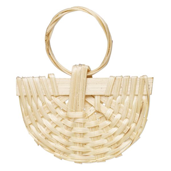 Focal, rattan wood, cream, 52x29mm fan. Sold per pkg of 2. image number 0