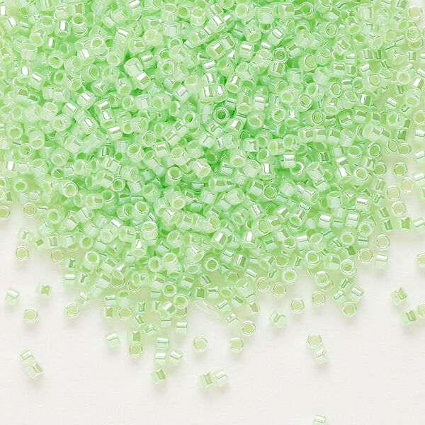 Seed bead, Delica®, glass, pkg/50g, #11 round, opaque inside dyed color luster mint green (DB-0237). image number 0
