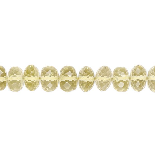 Lemon quartz 1pkg1, hand-cut micro-faceted rondelle bead 8 inch 7x4mm-8x5mm image number 0