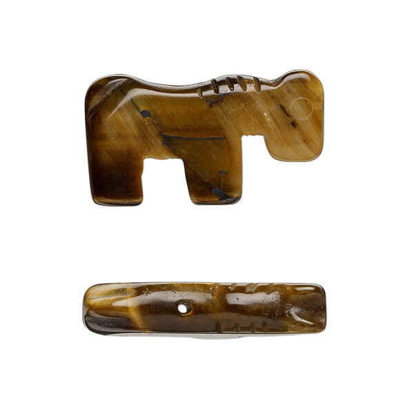 Tigereye 1pkg2, hand-cut horse bead natural 24x13mm image number 0