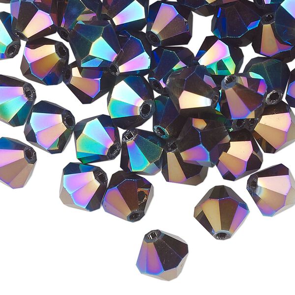 Bead 72pk crystal peacock shadow, Celestial Crystal® 8mm bicone image number 0