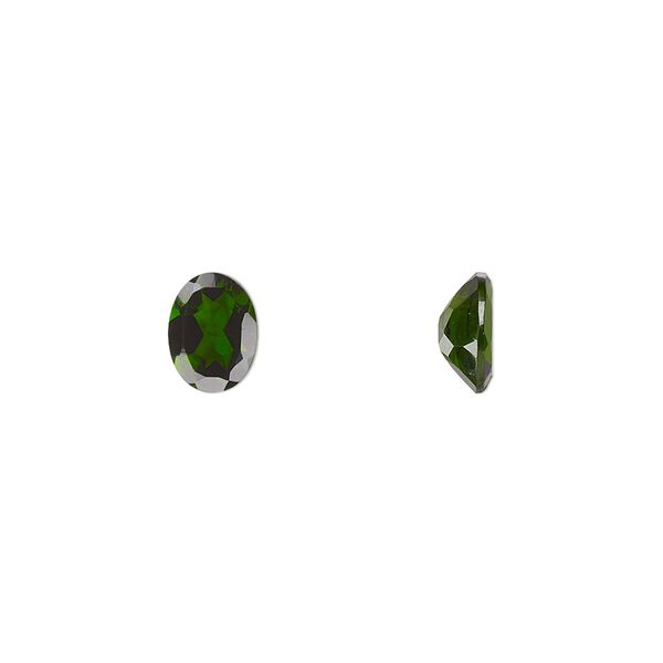 Chrome diopside 1pkg1, hand-cut faceted oval gem natural 8x6mm image number 0
