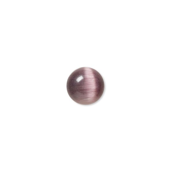 Cabochon, cat's eye glass (fiber optic glass), purple, 10mm calibrated round, quality grade. Sold per pkg of 10. image number 0