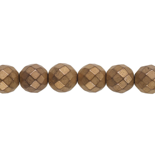 Hemalyke™ 1pkg1, matte electroplated faceted round bead 15.5-16 inch 8mm image number 0