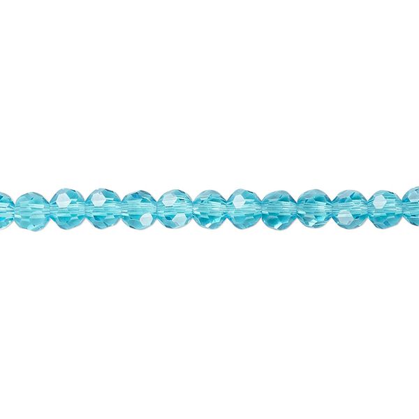 Bead 1pk 32 facets transparent turquoise blue, Celestial Crystal® 4mm round 15.5-16 inch image number 0