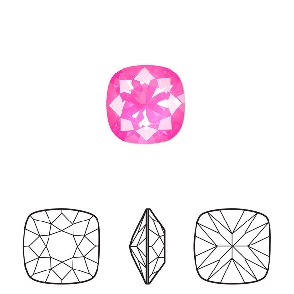 Fancy stone 1pk crystal electric pink ignite LacquerPRO, Crystal Passions® 12mm cushion 4470 image number 0