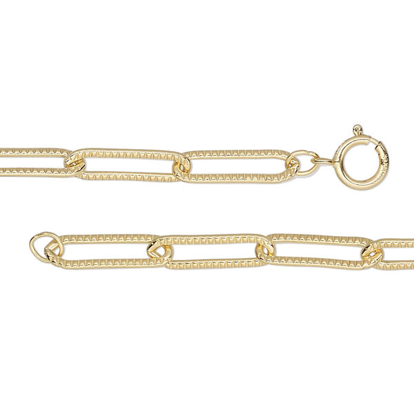 Chain, 14Kt gold-filled, 3.9mm textured paperclip, 18-inches with springing clasp. Sold individually. image number 0
