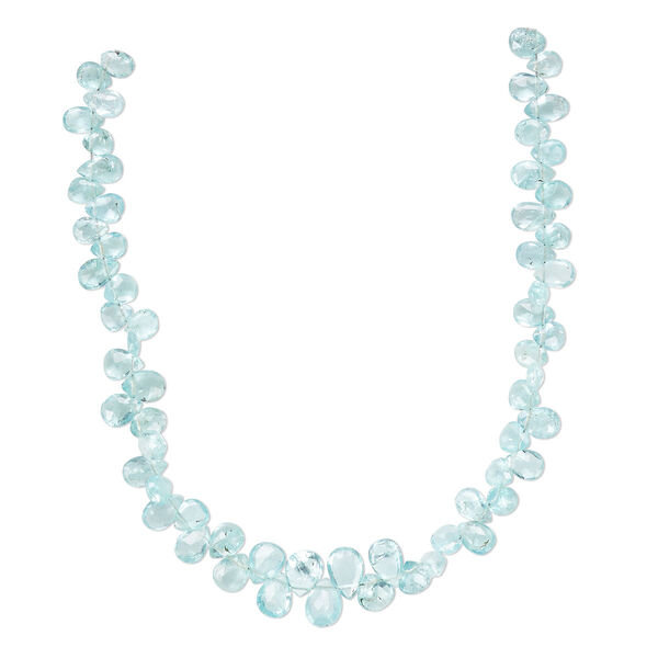 Apatite 1pkg1, hand-cut top-drilled faceted puffed teardrop bead natural 8 inch graduated 4x3mm-8x6mm image number 0