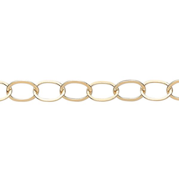 Chain, 14Kt gold-filled, 8x6mm flat cable. Sold per pkg of 5 feet. image number 0