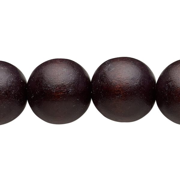 Bead, Taiwanese cheesewood (dyed / waxed), chocolate brown, 15-16mm round. Sold per 15-1/2" to 16" strand. image number 0
