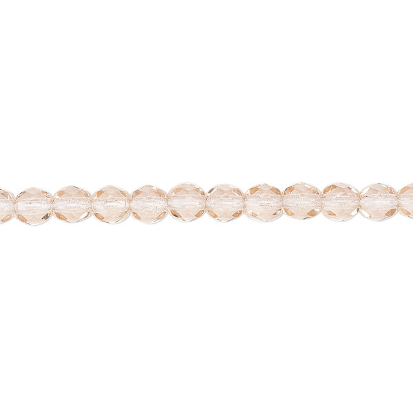 Bead, Czech fire-polished glass, transparent light rose, 4mm faceted round. Sold per 15-1/2" to 16" strand, approximately 100 beads. image number 0