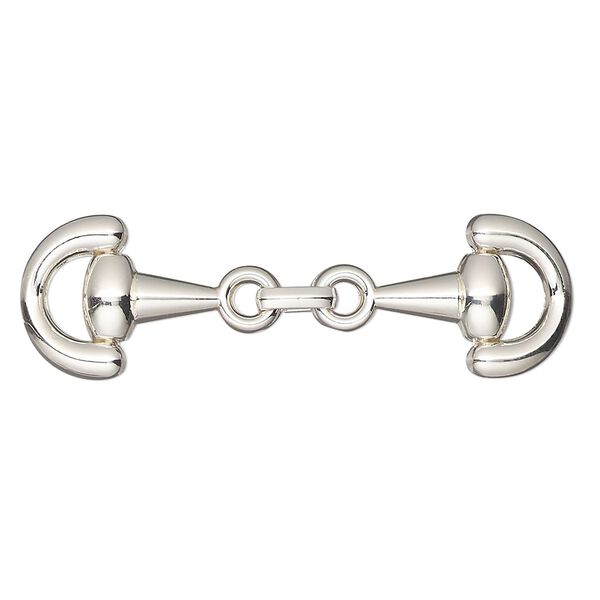 Focal, silver-finished "pewter" (zinc-based alloy), 1-7/8 x 1/2-inch snaffle bit. Sold per pkg of 2. image number 0