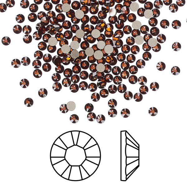 Flat back 144pk smoked amber foil back, Crystal Passions® 2.1-2.3mm rose round SS7 2058 image number 0