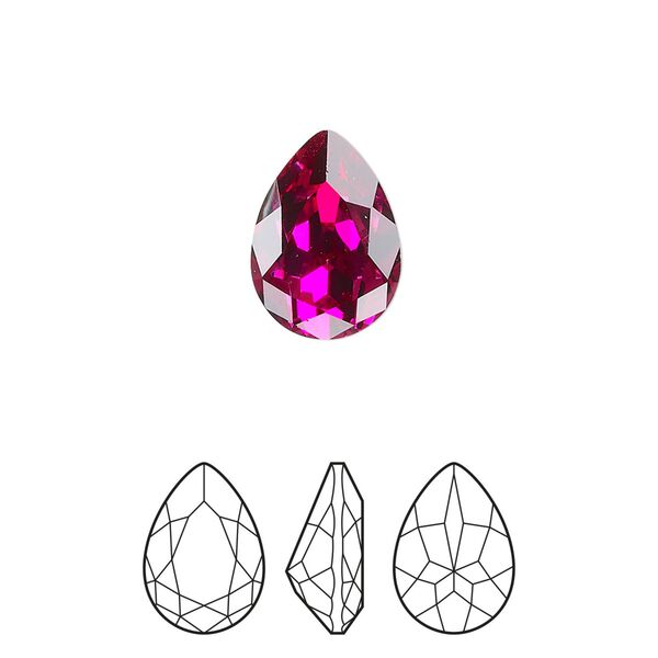 Fancy stone 1pkg144 fuchsia foil back, Preciosa MAXIMA Czech crystal rhinestone 14x10mm pear image number 0