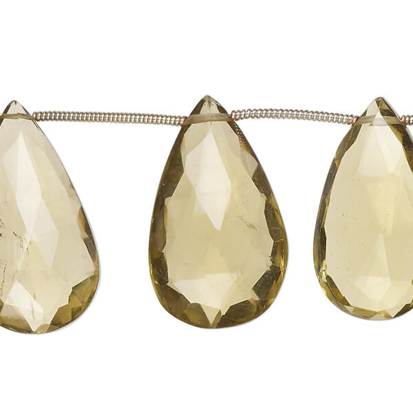 Golden quartz 1pkg11, hand-cut top-drilled faceted puffed teardrop bead 19x13mm-26x15mm image number 0