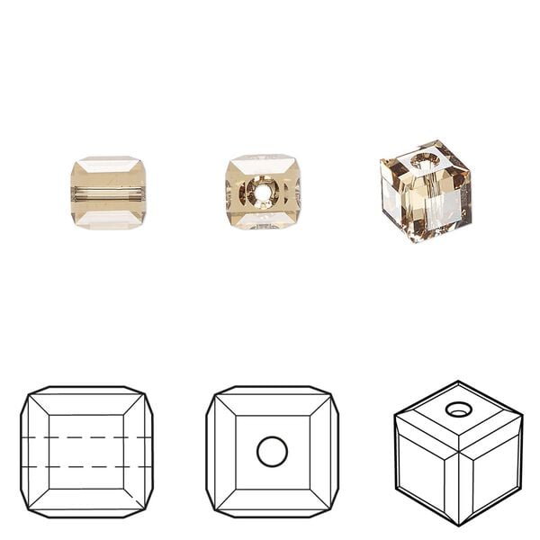 Bead 6pk light Colorado topaz, Crystal Passions® 6mm cube 5601 image number 0