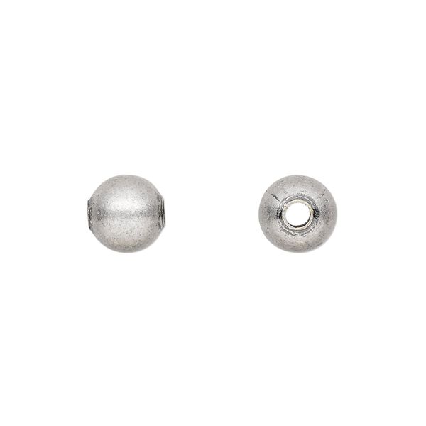 Bead, antique silver-plated brass, 8mm round. Sold per pkg of 10. image number 0