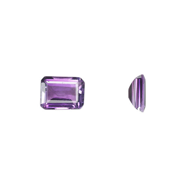Amethyst 1pkg1, hand-cut faceted emerald-cut gem natural 9x7mm image number 0
