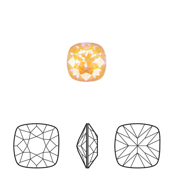 Fancy stone 2pk crystal peach DeLite, Crystal Passions® 10mm cushion 4470 image number 0