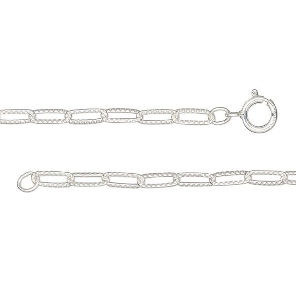 Chain, sterling silver, 2.6mm textured paperclip, 20-inches with springing clasp. Sold individually. image number 0