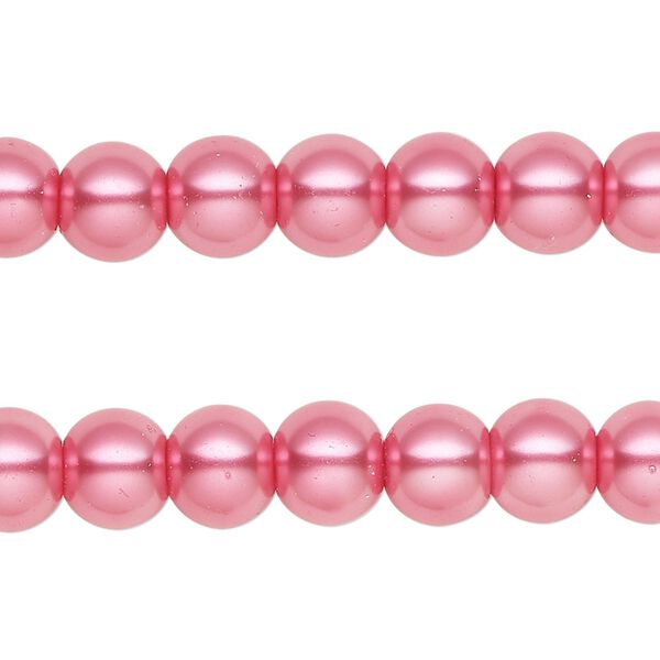 Bead, glass pearl, strawberry, 7-8mm round. Sold per pkg of (2) 15-inch strands, approximately 100 beads. image number 0