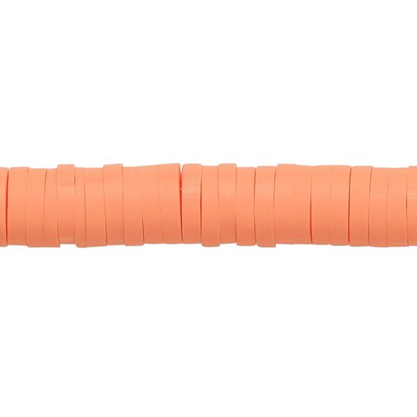 Bead, polymer clay, opaque orange, 8x2mm heishi. Sold per pkg of (2) 15-1/2" to 16" strands. image number 0