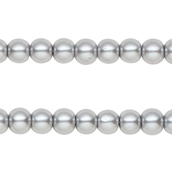 Bead, glass pearl, grey, 6mm round. Sold per pkg of (2) 15-inch strands, approximately 140 beads. image number 0