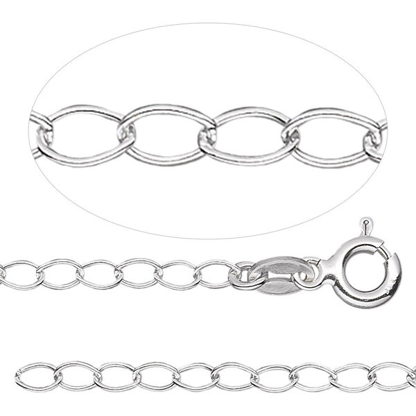 Chain, sterling silver, 2.75mm oval cable, 20 inches with springring clasp. Sold individually. image number 0