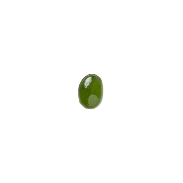 Nephrite jade 1pkg1, non-calibrated oval cab natural 7x5mm image number 0