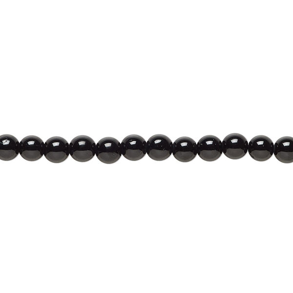 Black tourmaline 1pkg1, hand-cut round bead natural 15.5-16 inch 4mm image number 0