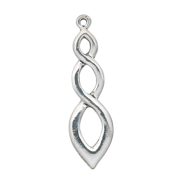 Focal, antique silver-plated "pewter" (zinc-based alloy), 35x10mm single-sided infinity. Sold per pkg of 10. image number 0