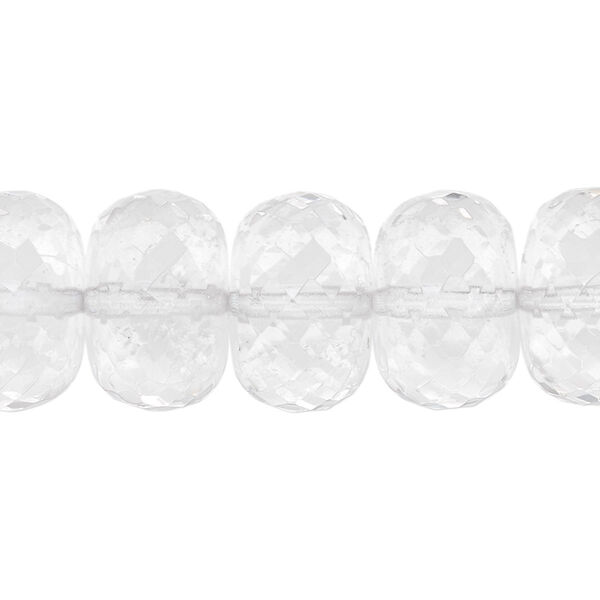 Quartz crystal 1pkg1, hand-cut faceted rondelle bead natural 15.5-16 inch graduated 12x7mm-18x11mm image number 0