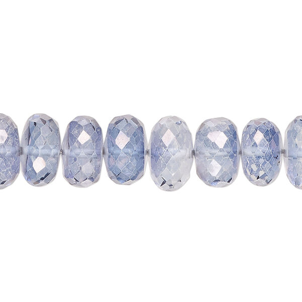 Quartz crystal 1pkg1, hand-cut micro-faceted rondelle bead 8 inch 10x5mm-11x7mm image number 0