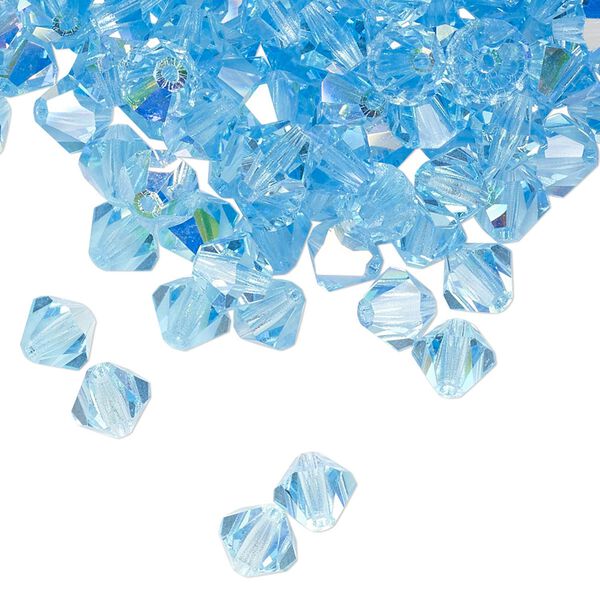 Bead 24pk aquamarine AB, Preciosa Czech crystal 6mm bicone image number 0
