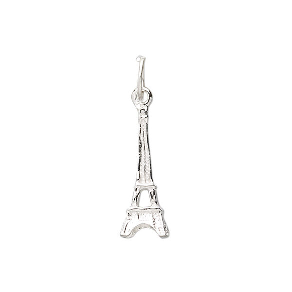 Charm, sterling silver, 24x8mm Eiffel tower. Sold per pkg of 2. image number 0