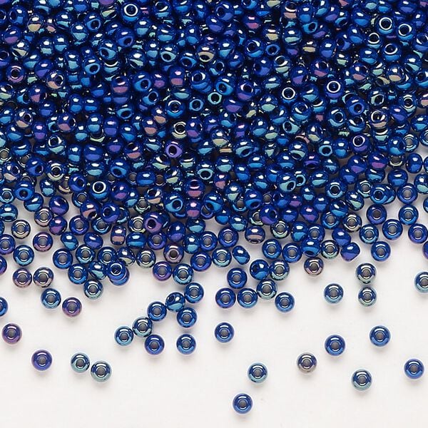 Seed bead, Preciosa Ornela Czech glass, pkg/500g, #11 rocaille, opaque rainbow cobalt blue, (34070). image number 0