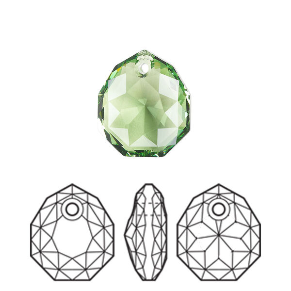 Drop 24pk peridot, Swarovski® ReCreated™ 16mm pendant majestic 6436 image number 0