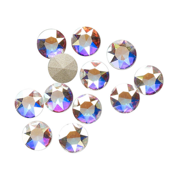 Round stone 12pk crystal AB foil back, Crystal Passions® 7.07-7.27mm light round SS34 1098 image number 0