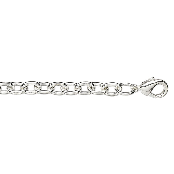 Chain, silver-plated steel, 5x3.5mm heavy cable, 18 inches with lobster claw clasp. Sold per pkg of 10. image number 0