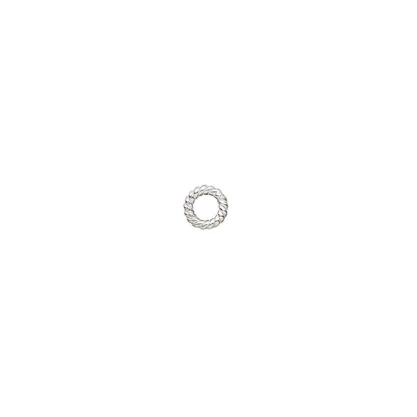 Jump ring, sterling silver, 5mm soldered twisted round, 3mm inside diameter, 18 gauge. Sold per pkg of 4. image number 0