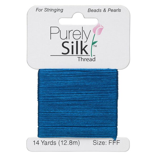 Thread, Purely Silk™, royal blue, size FFF. Sold per 14-yard card. image number 0