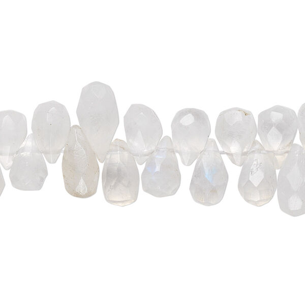 Rainbow moonstone 1pkg1, hand-cut top-drilled faceted briolette bead natural 15.5-16 inch 6x4mm-11x5mm image number 0