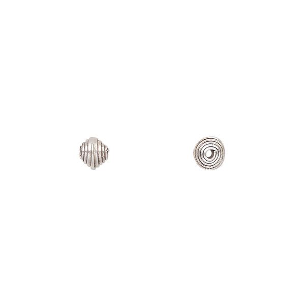 Bead, Hill Tribes, antiqued sterling silver, 4mm spiral cone. Sold per pkg of 4. image number 0