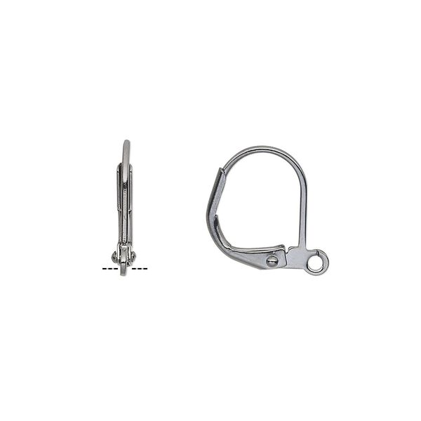 Ear wire leverback 1pkg10 gunmetal-plated, 14mm / open loop, brass 5 pair image number 0