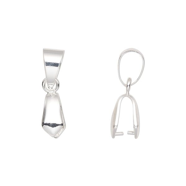 Bail, ice pick, silver-plated brass, 22x5mm with 8mm grip length and soldered bail. Sold per pkg of 4. image number 0